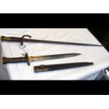 A 19th century bayonet - length 64cms, together wi