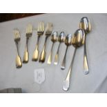 Assorted silver flatware including a pair of Georg