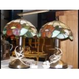 A pair of Tiffany style bedside lamps