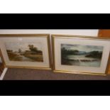 A pair of watercolours of rural river scenes