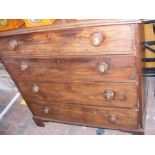 An antique mahogany chest of four long graduated d
