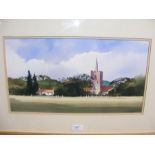 T MOORE - watercolour of village cricket scene