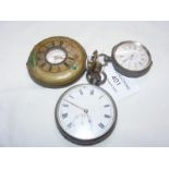 A gent's silver cased pocket watch, together with