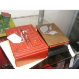 A Chinese red lacquered box and one other