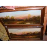 A pair of furnishing oils - country scenes - signe