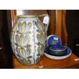 A Denby vase together with ceramic ware of Isle of