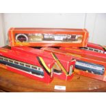 Seven boxed Hornby coaches