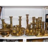 Various antique brass candlesticks - Georgian and