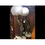 A pair of antique style 78cm high Spelter female t