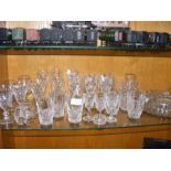 Various cut glassware, including juice beakers, br