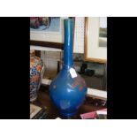 A Japanese Awajy bottle vase with turquoise glaze