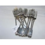 Eleven silver dessert forks - 17 ounces