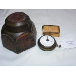 A pair cased pocket watch, inkwell and retro light