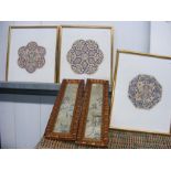 Three framed and glazed Chinese embroidered insignia,
