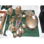 Silver flatware, oval box, etc.