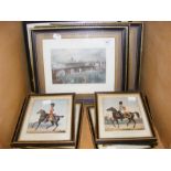 A series of framed and glazed coloured engravings