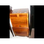 An inlaid mahogany needlework box - width 38cm