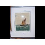 F J ALDRIDGE - 'Off The Island' - watercolour - 20cm x
