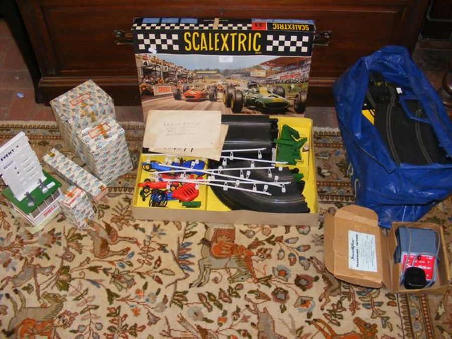 Vintage Scalextric motor racing game, together wit