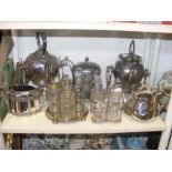 Silver plated ware, including spirit kettle