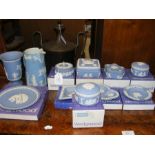 A set of Wedgwood pale blue jasper ware