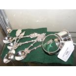 Silver napkin rings, Dutch silver teaspoons