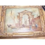 A small Venetian oil painting on canvas - 19cm x 14cm - over 100 years old