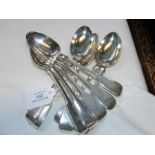 Ten silver dessert spoons - 15.8 ounces