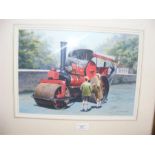 IVAN BERRYMAN - watercolour gouache of steamroller