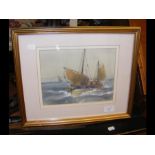 TOM MACDONALD - watercolour of fishing boat off No
