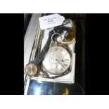 A gent's silver cased pocket watch, together with