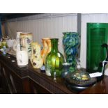 Various ceramic ware and glass, including green de