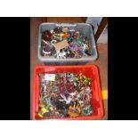 Two plastic boxes of costume jewellery