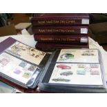 Selection of GB First Day Covers in five maroon al