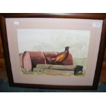 A framed and glazed watercolour of pheasant by Isl