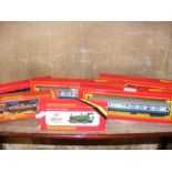Selection of boxed Hornby coaches, GWR Tank