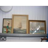 An oil on canvas by JAMES WEBB - three masted ship