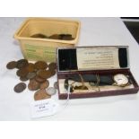 Collectable coinage, gold pendant and wrist watch