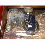 Various silver plated ware, including carving set