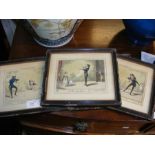 A set of four antique cartoon engravings including