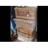 Four cane laundry baskets