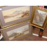 A pair of W H EARP antique watercolours - lake sce