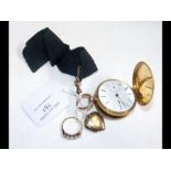 A full hunter pocket watch, pearl ring, together w