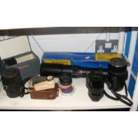An assortment of vintage photographic equipment, i