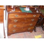 An early 19th century mahogany chest of four long