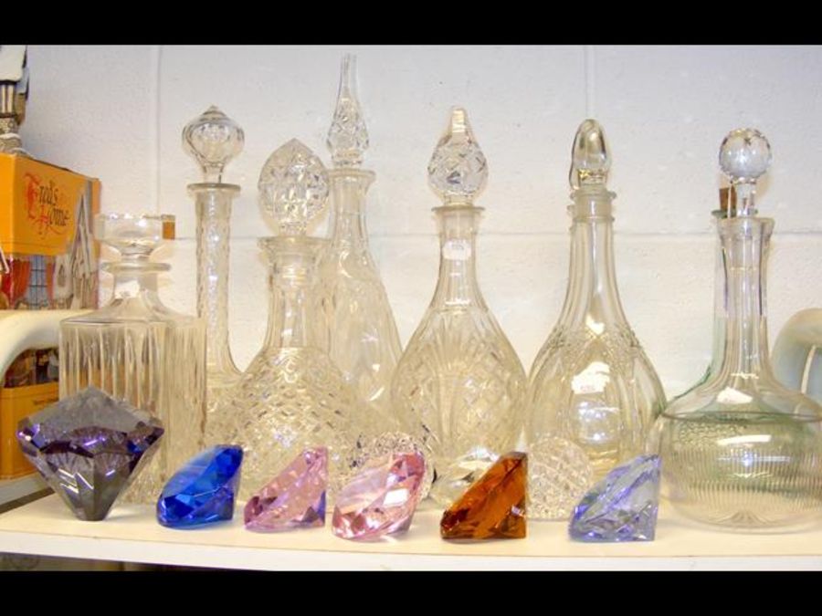 A cluster of cut glass decanters, stoppers and col - Image 2 of 2