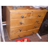 A Victorian pine chest of two short and three long