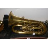A euphonium in soft case complete with mouthpiece