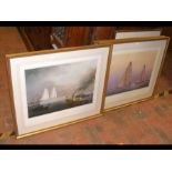 Three framed and glazed prints depicting scenes fr