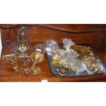 A selection of brass ware, including door furnitur
